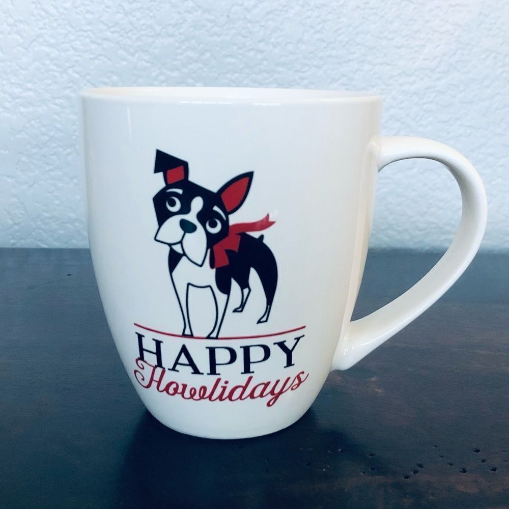 Happy Howlidays Frenchie Boston Terrier Dog Christmas Holiday Ceramic Mug Cup